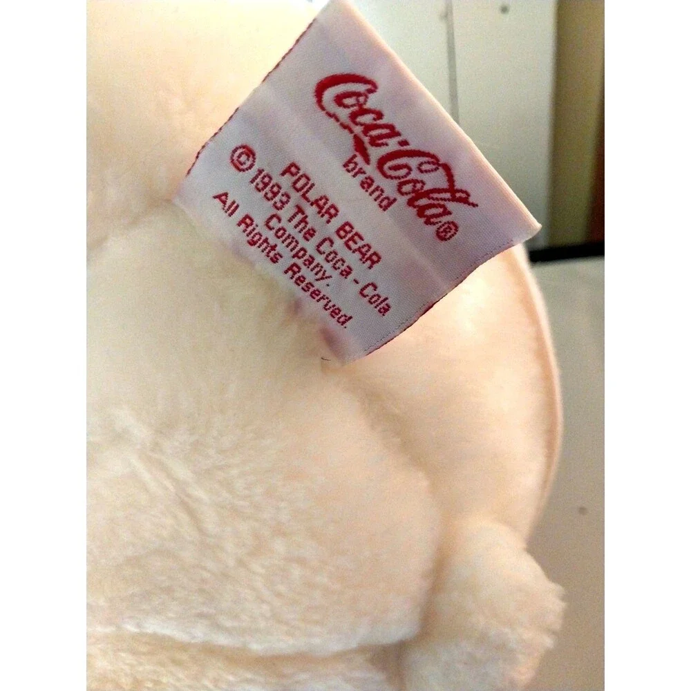 Vintage 1993 Coca Cola  Plush 12 Inch White Polar Bear Coca Cola Shirt Stuffed
